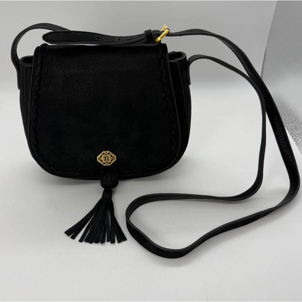 Nanette Lepore Black Crossbody Saddle Bag Tassel Santa Ana Purse Western Style - Picture 3 of 11
